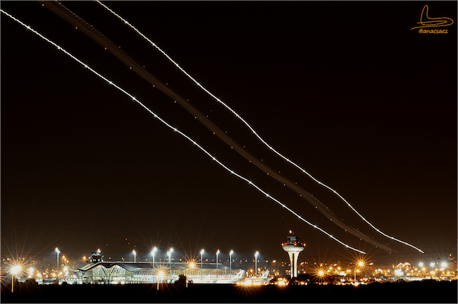 LEMD Landing at Night. Image Credit: Ana C.Saez