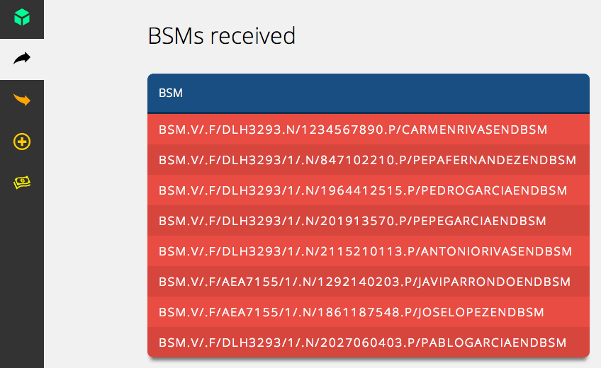 BHS Web App with the new Bag Messages section.
