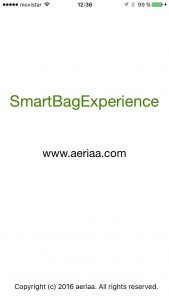 SmartBag Experience App Launch Screen. Credit: www.aeriaa.com
